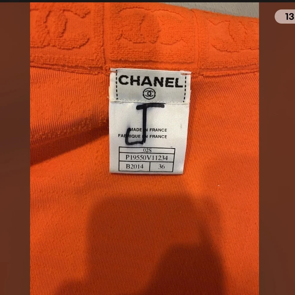 Summer vintage Chanel terry cloth blazer cc logo embossed